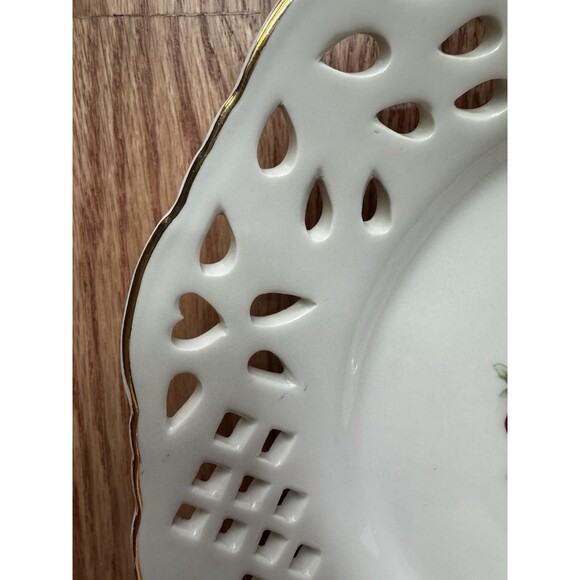 Formalities Baum Bros Plate Victorian Roses Lattice Decor Shabby Chic Porcelain‎ - Picture 3 of 6